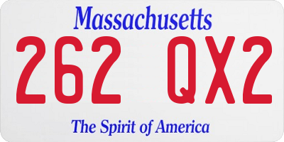 MA license plate 262QX2