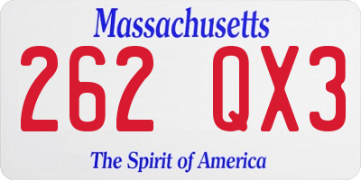 MA license plate 262QX3