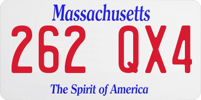 MA license plate 262QX4