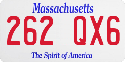 MA license plate 262QX6