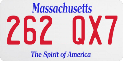 MA license plate 262QX7