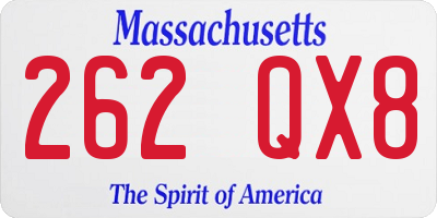 MA license plate 262QX8
