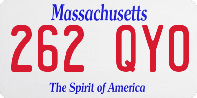 MA license plate 262QY0