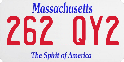 MA license plate 262QY2