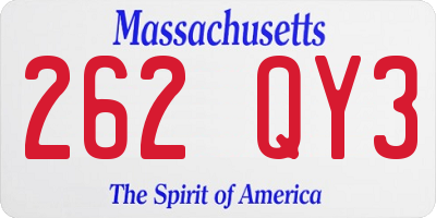 MA license plate 262QY3