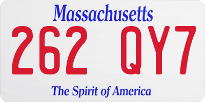 MA license plate 262QY7