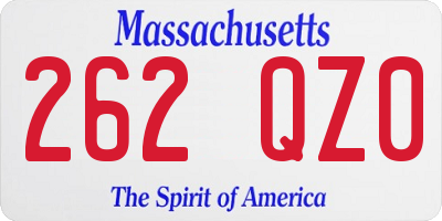 MA license plate 262QZ0