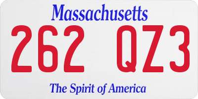 MA license plate 262QZ3
