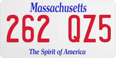 MA license plate 262QZ5