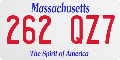 MA license plate 262QZ7