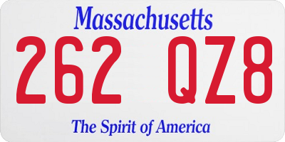 MA license plate 262QZ8