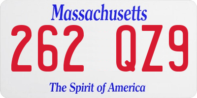 MA license plate 262QZ9