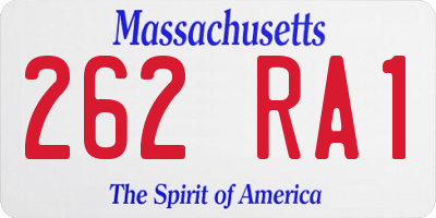 MA license plate 262RA1
