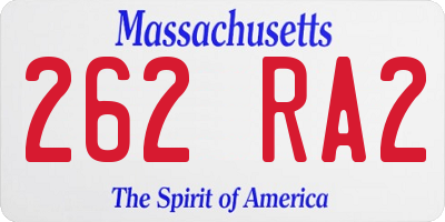 MA license plate 262RA2