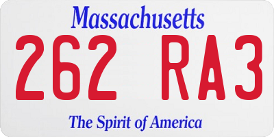 MA license plate 262RA3