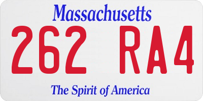 MA license plate 262RA4