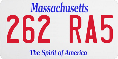 MA license plate 262RA5