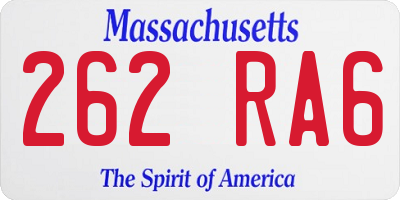 MA license plate 262RA6