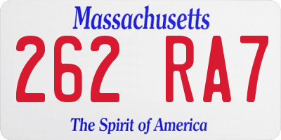 MA license plate 262RA7