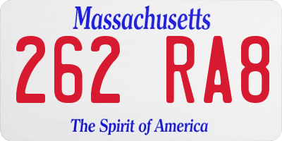 MA license plate 262RA8
