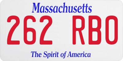MA license plate 262RB0