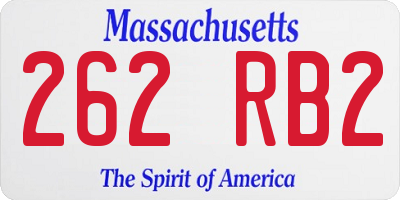 MA license plate 262RB2