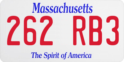 MA license plate 262RB3