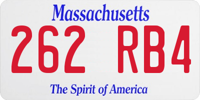 MA license plate 262RB4