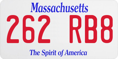 MA license plate 262RB8