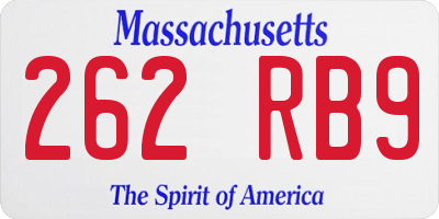 MA license plate 262RB9