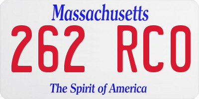 MA license plate 262RC0