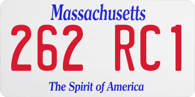 MA license plate 262RC1