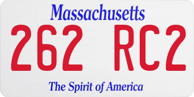 MA license plate 262RC2