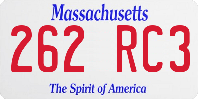 MA license plate 262RC3