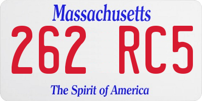 MA license plate 262RC5