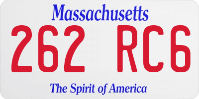 MA license plate 262RC6