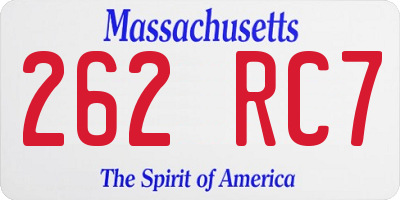 MA license plate 262RC7