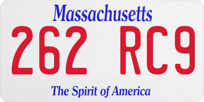 MA license plate 262RC9