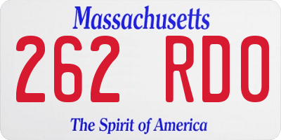 MA license plate 262RD0