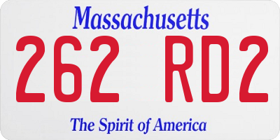 MA license plate 262RD2