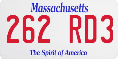 MA license plate 262RD3