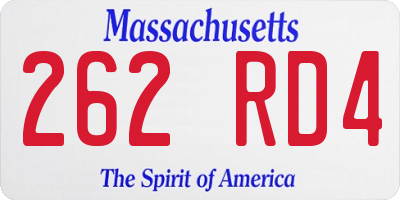 MA license plate 262RD4