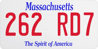 MA license plate 262RD7