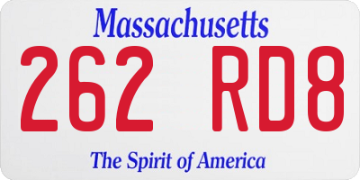 MA license plate 262RD8