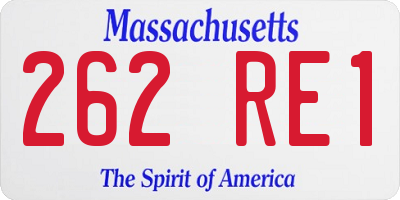 MA license plate 262RE1