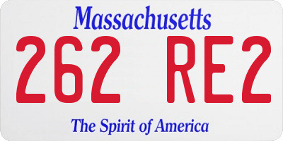MA license plate 262RE2