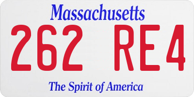 MA license plate 262RE4