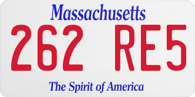 MA license plate 262RE5