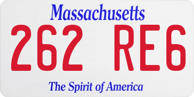 MA license plate 262RE6