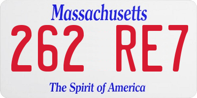 MA license plate 262RE7